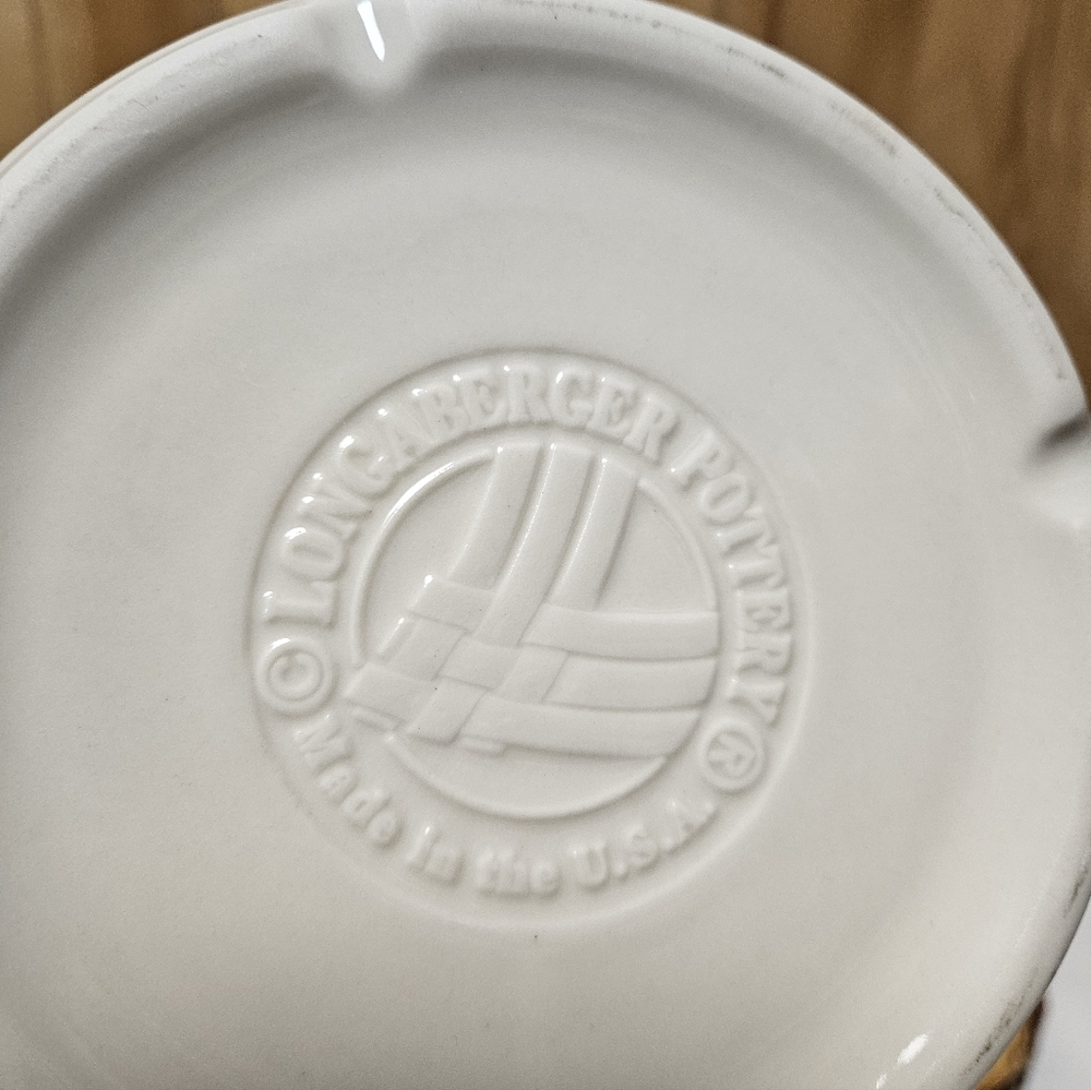 Longaberger Woven Traditions Pottery CLASSIC BLUE 2 Quart Utensil Crock 7" tall - Picture 3 of 3